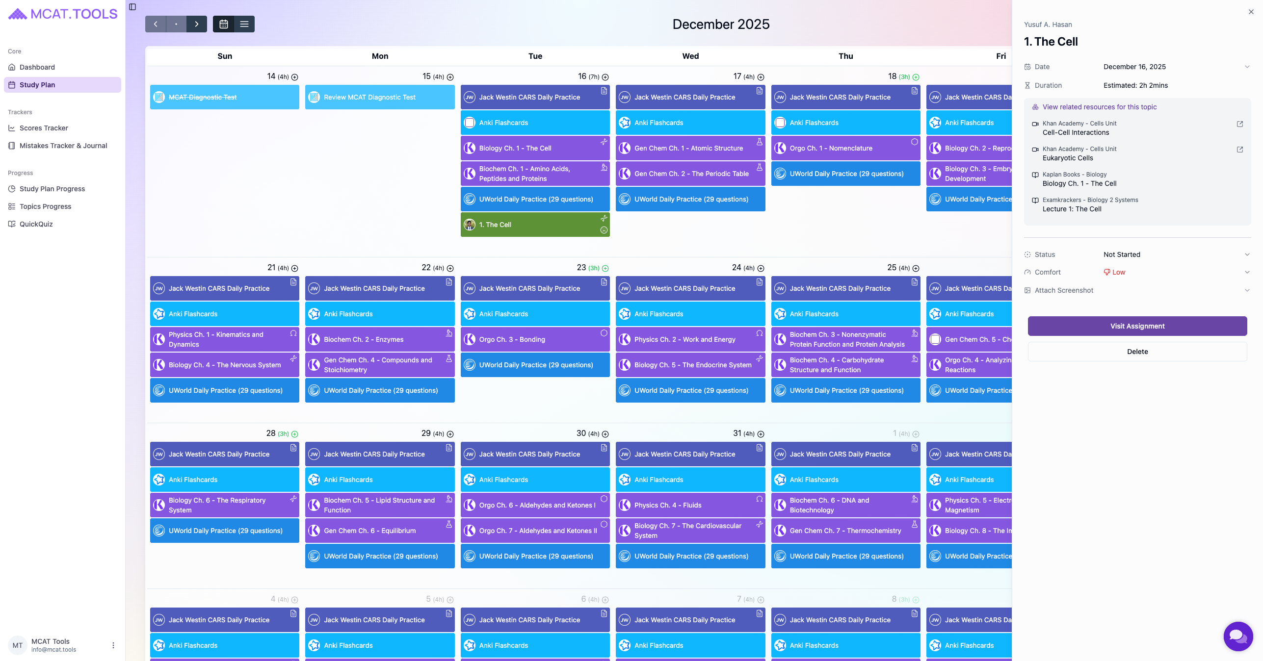 MCAT Study Plan Example