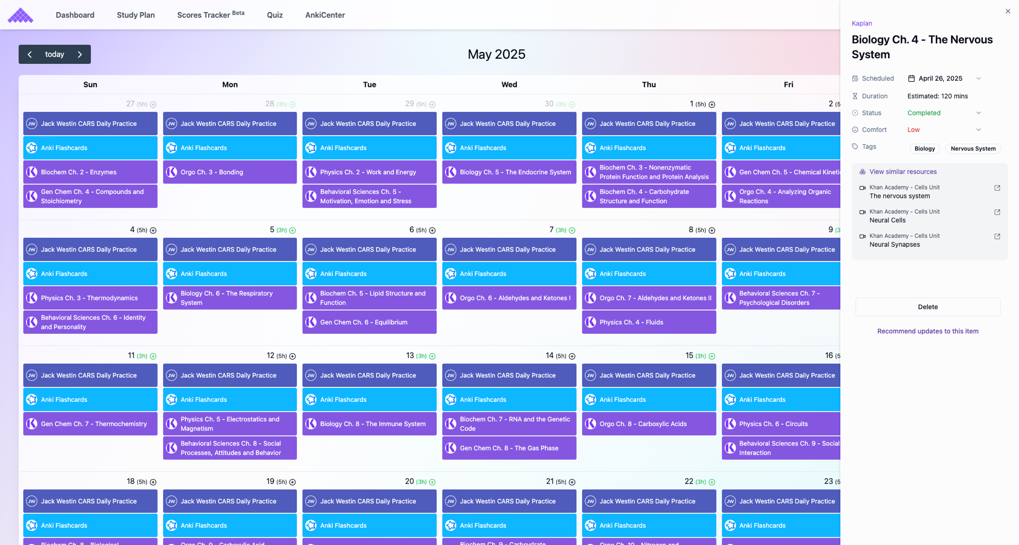 MCAT Study Plan Example