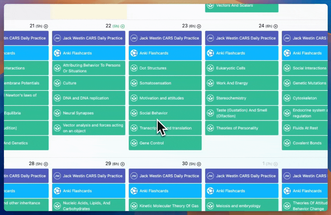 Easily update your MCAT study plan with drag and 