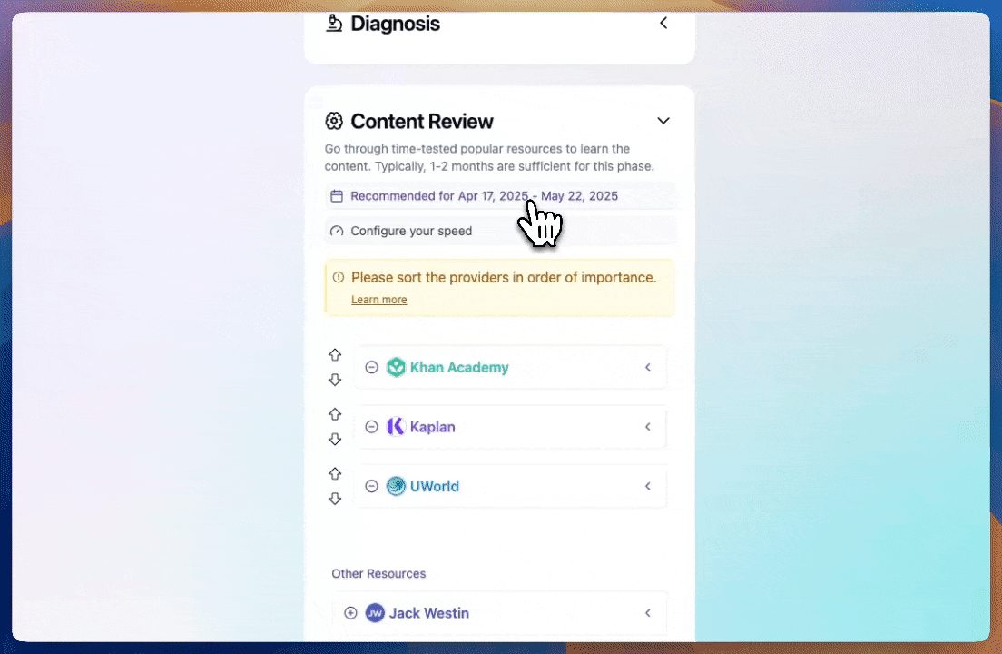 Get daily tasks for your MCAT study plan
